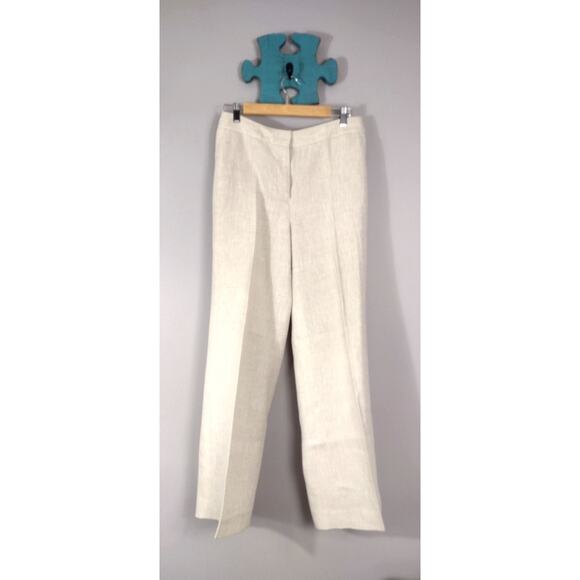 Talbots Pants - Talbots Heritage Wide Leg 100 % Linen Beige Pants Slacks 30 Waist